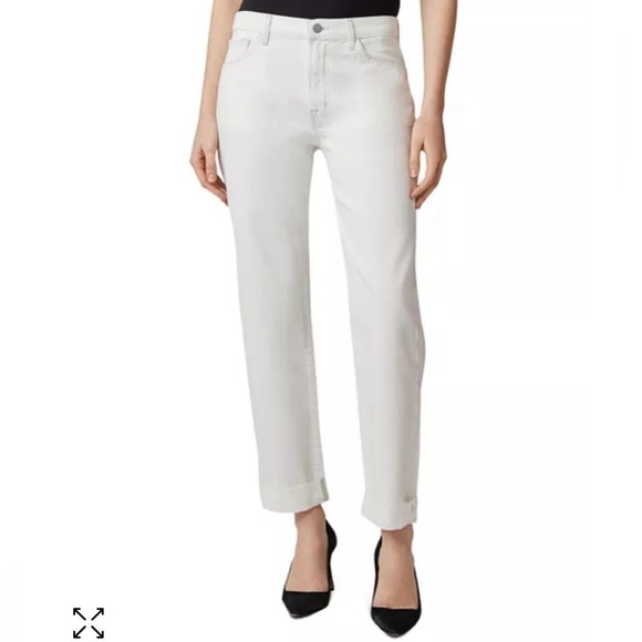 J Brand Tate Straight Leg High Waist Vanish Ivory Wash Denim Crop Ankle 29 Jean - Picture 1 of 12